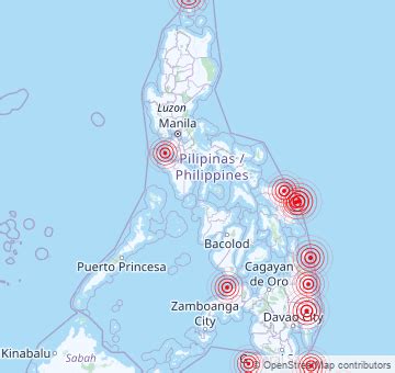 Recent earthquakes and their magnitudes in the Philippines .